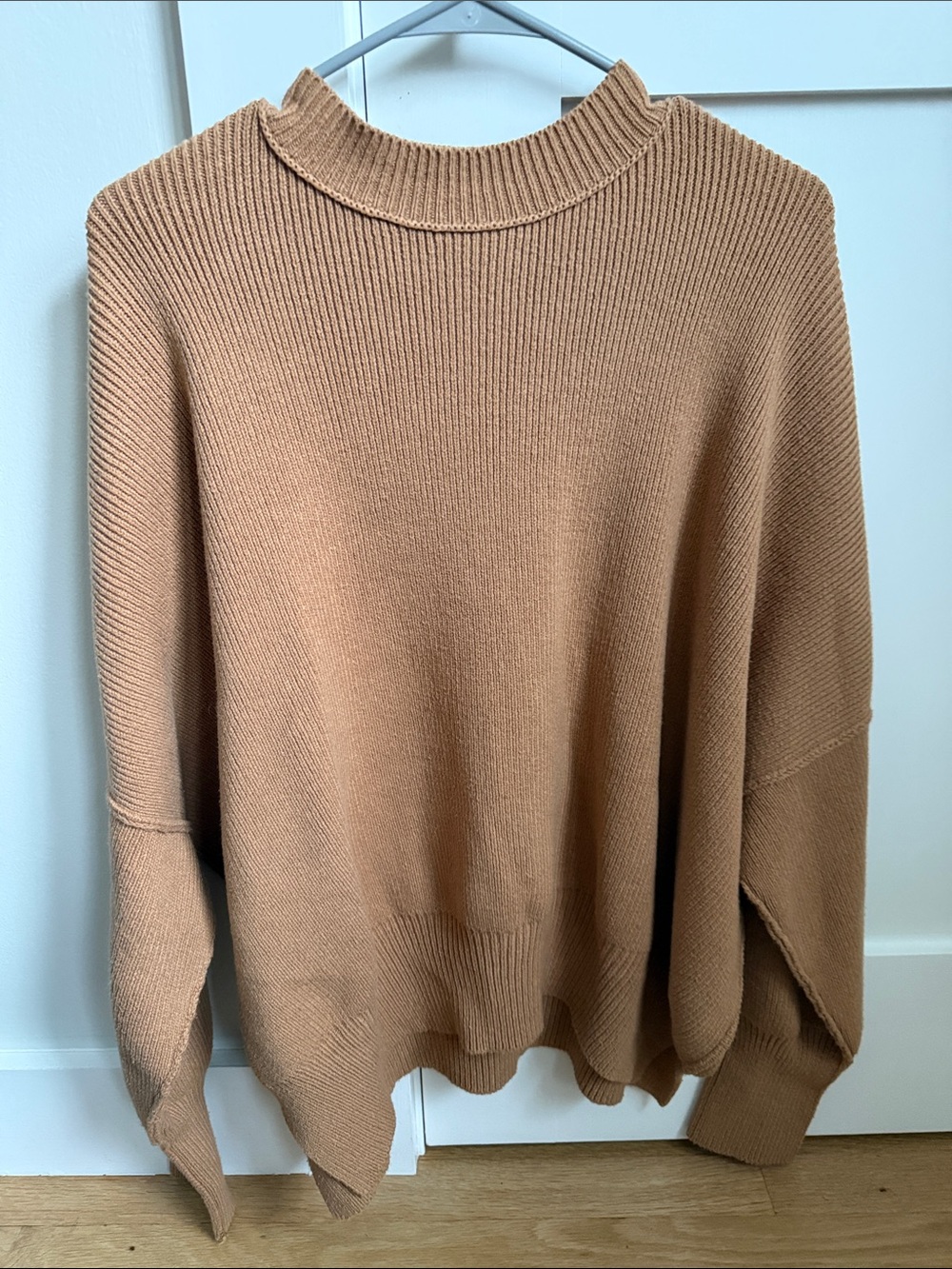 Free People Ribbed Crewneck Sweater - Camel Brown